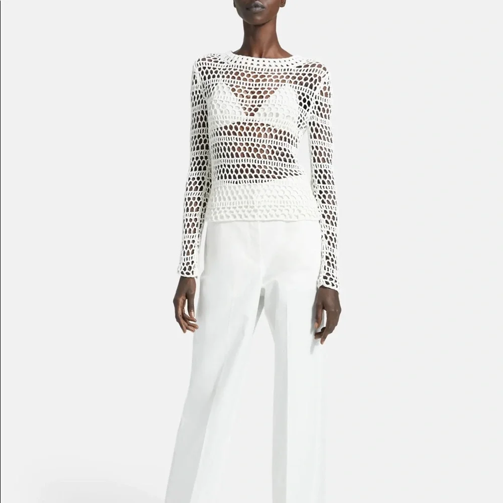 Theory Crochet Long-Sleeve Tee
